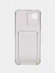 Черный чехол противоударный Realme C30 C30s Narzo 50i Prime Реалми прозрачный карманом для карты