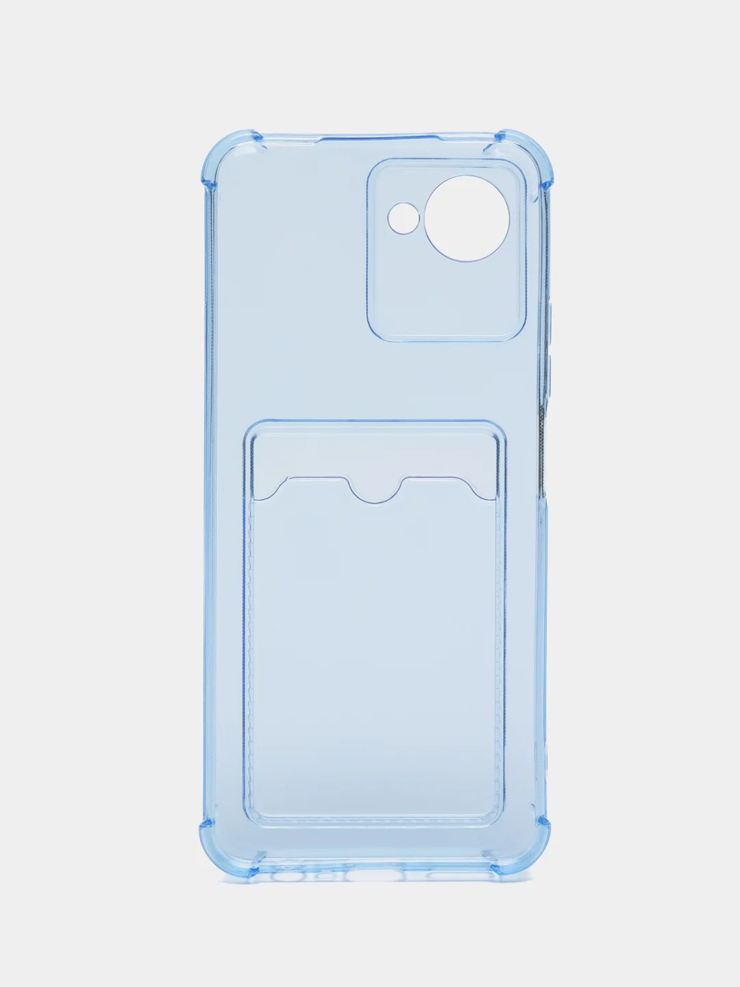 Голубой чехол противоударный Realme C30 C30s Narzo 50i Prime Реалми прозрачный карманом для карты