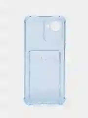 Голубой чехол противоударный Realme C30 C30s Narzo 50i Prime Реалми прозрачный карманом для карты