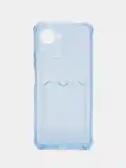 Голубой чехол противоударный Realme C30 C30s Narzo 50i Prime Реалми прозрачный карманом для карты