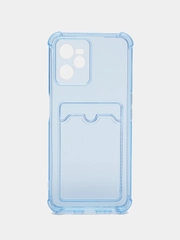 Чехол противоударный для Realme C35 (Реалми С35), прозрачный, с карманом для карты