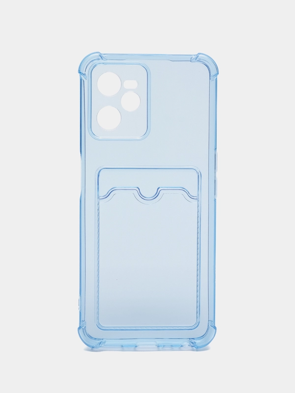 Чехол противоударный для Realme C35 (Реалми С35), прозрачный, с карманом для карты