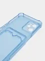Голубой чехол противоударный для Realme C35 (Реалми С35), прозрачный, с карманом для карты
