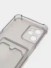 Черный чехол противоударный для Realme C35 (Реалми С35), прозрачный, с карманом для карты