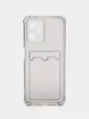 Черный чехол противоударный для Realme C35 (Реалми С35), прозрачный, с карманом для карты