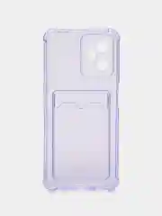 Лавандовый чехол противоударный для Realme C35 (Реалми С35), прозрачный, с карманом для карты
