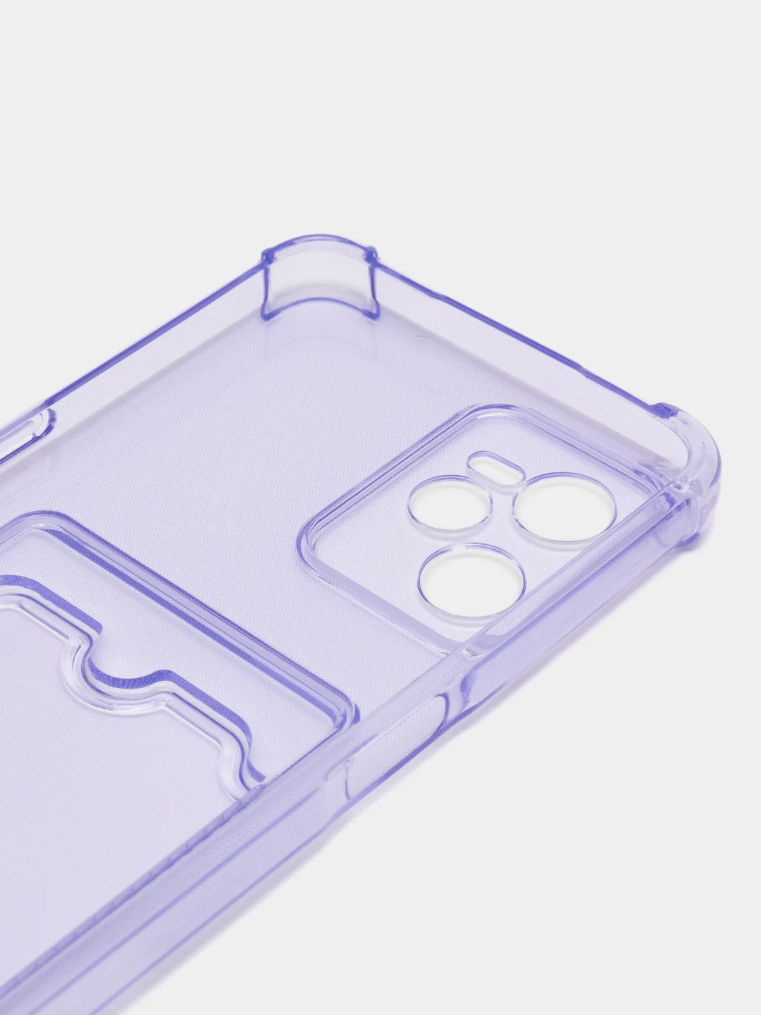Лавандовый чехол противоударный для Realme C35 (Реалми С35), прозрачный, с карманом для карты