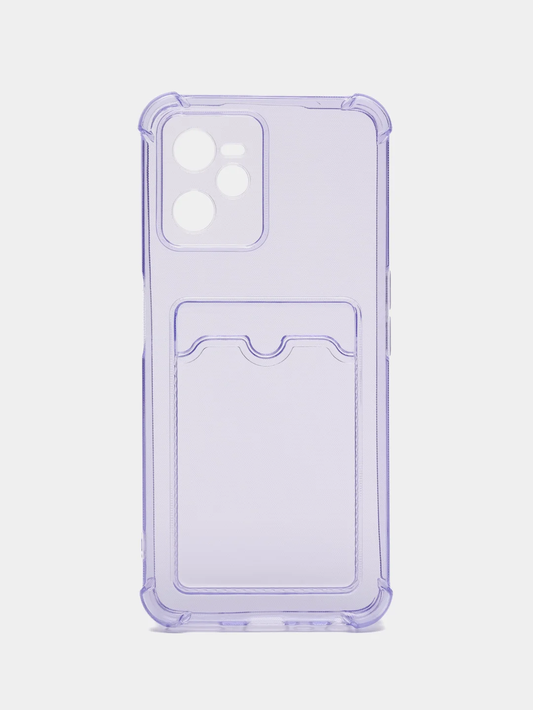 Лавандовый чехол противоударный для Realme C35 (Реалми С35), прозрачный, с карманом для карты