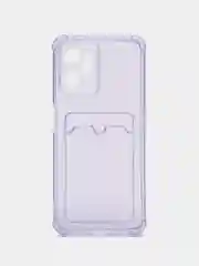 Лавандовый чехол противоударный для Realme C35 (Реалми С35), прозрачный, с карманом для карты