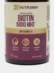 БАД к пище Nutraway Биотин, 5000 мкг, 60 капсул