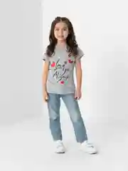Серый меланж футболка детская для девочки, 100% хлопок, 8 - 12 лет