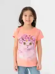 Пастельно-коралловый футболка детская для девочки, 100% хлопок, 8 - 12 лет