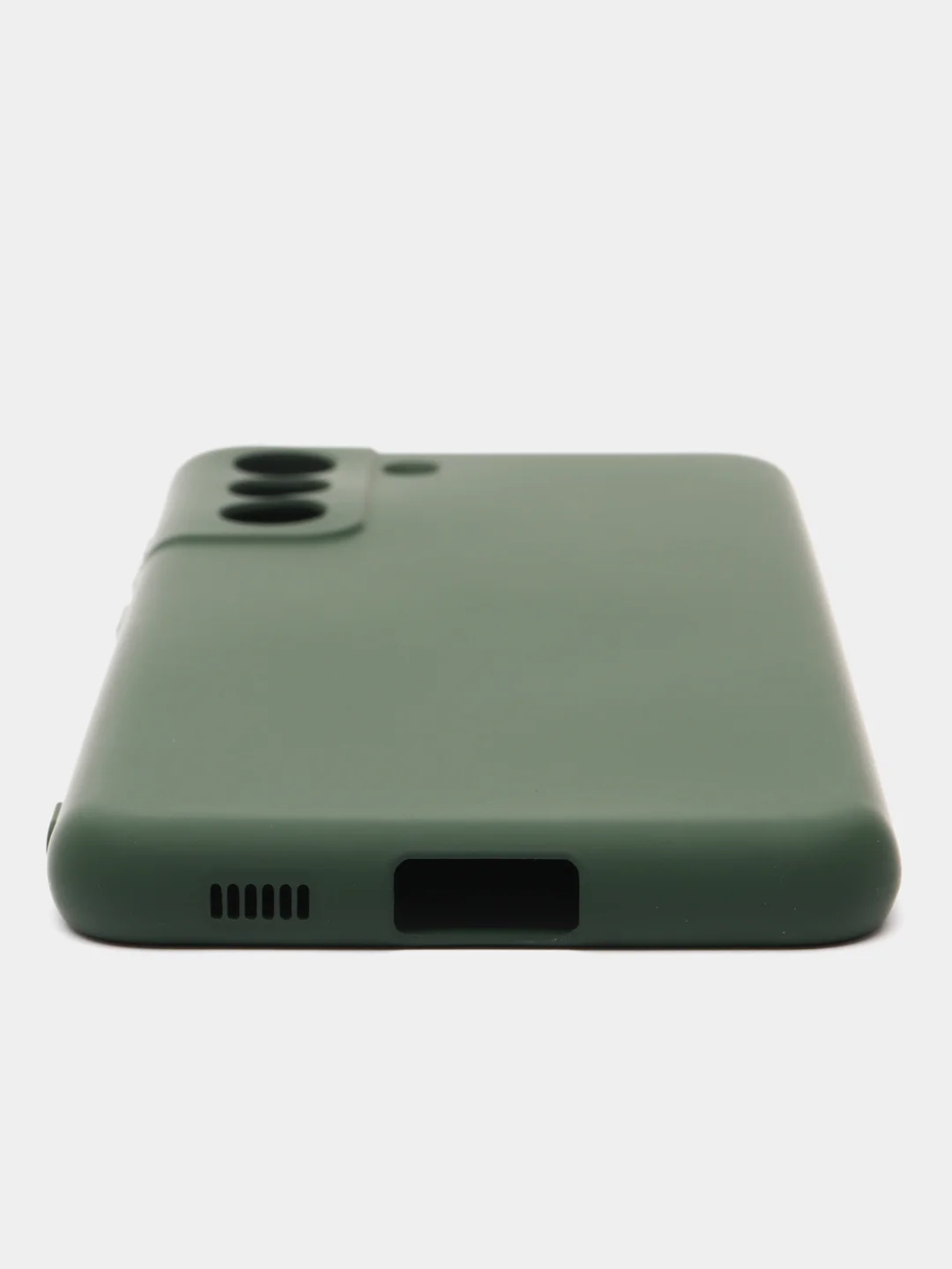 Тёмно-зелёный чехол силиконовый Silicone Cover для Samsung Galaxy S21 FE, Самсунг Галакси С21 ФЕ