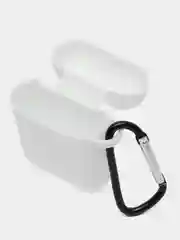 Белый чехол для беспроводных наушников AirPods 1/2 (с карабином)силиконовый