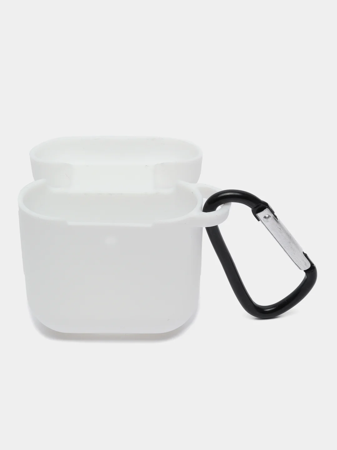 Белый чехол для беспроводных наушников AirPods 1/2 (с карабином)силиконовый