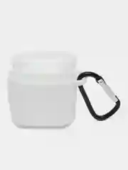 Белый чехол для беспроводных наушников AirPods 1/2 (с карабином)силиконовый