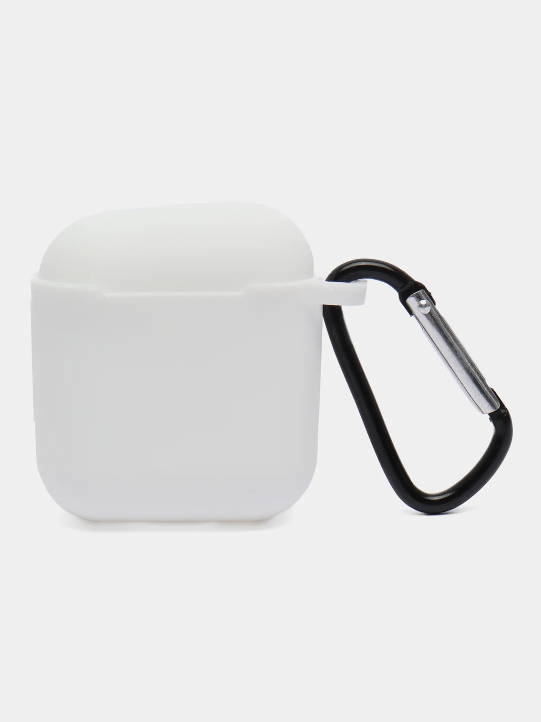 Белый чехол для беспроводных наушников AirPods 1/2 (с карабином)силиконовый