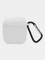 Белый чехол для беспроводных наушников AirPods 1/2 (с карабином)силиконовый