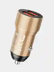 Золотой автомобильное зарядное устройство Borofone BZ19 2.4A, для Lightning / Micro-USB / Type-C