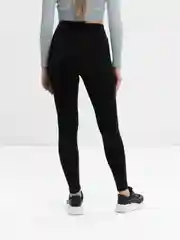 Черный легинсы спортивные, в рубчик, с высокой посадкой