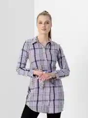 Сиреневый рубашка женская, в клетку, оверсайз