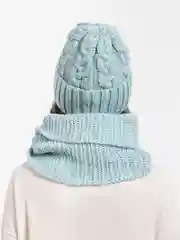 Мятный комплект шапка+ снуд на флисе Эмилия