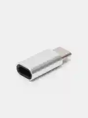 Серебряный адаптер-переходник с micro-USB (мама) на Type-C (папа)