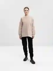 Бежевый спортивный женский костюм на флисе: штаны и худи