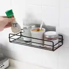 Белый настенная полка для кухни и ванной, металлическая, на креплениях-липучках
