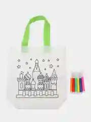 Синий шоппер детский DIY, с набором маркеров