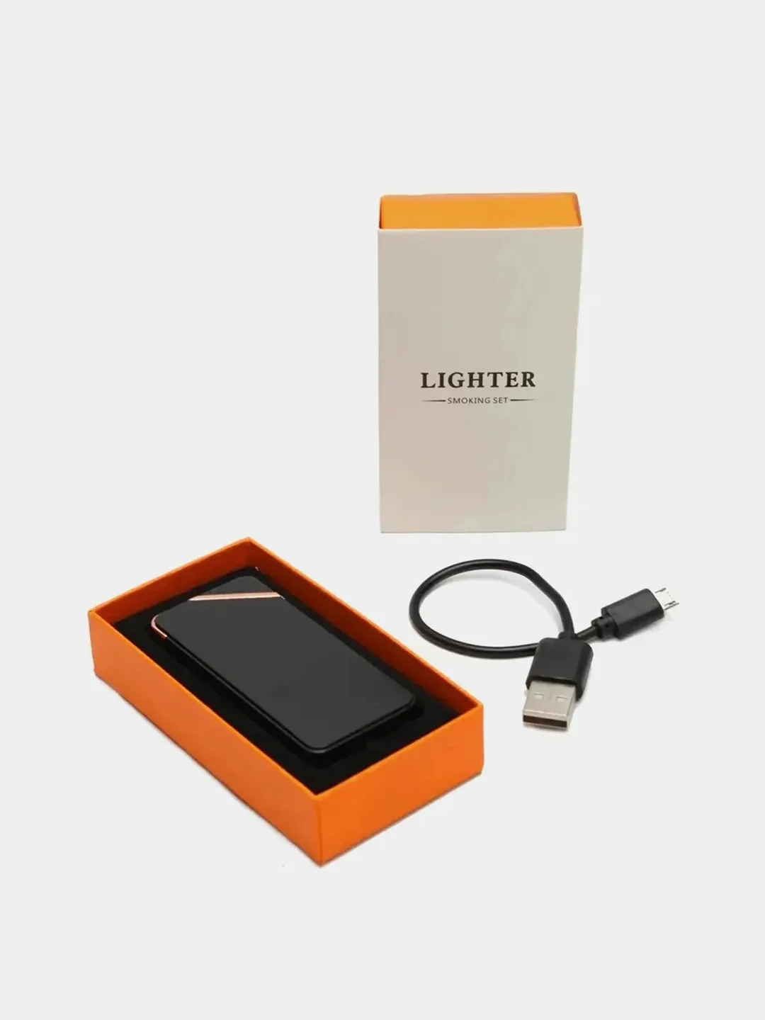 Черный электронная импульсная зажигалка USB Plazma, Металлическая, с сенсорным управлением LED