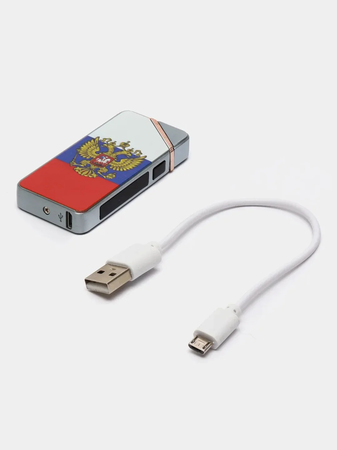 Синий электронная импульсная зажигалка USB Plazma, Металлическая, с сенсорным управлением LED