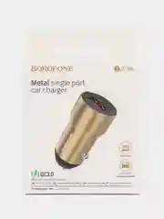 Золотой автомобильное зарядное устройство Borofone BZ19A, 18 W, быстрая зарядка, QC3.0, FCP, AFC