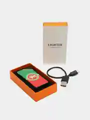 Зеленый электронная импульсная зажигалка USB Plazma, Металлическая, с сенсорным управлением LED