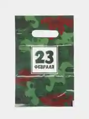 Зелёный хаки пакет подарочный 23 февраля 20х30 см