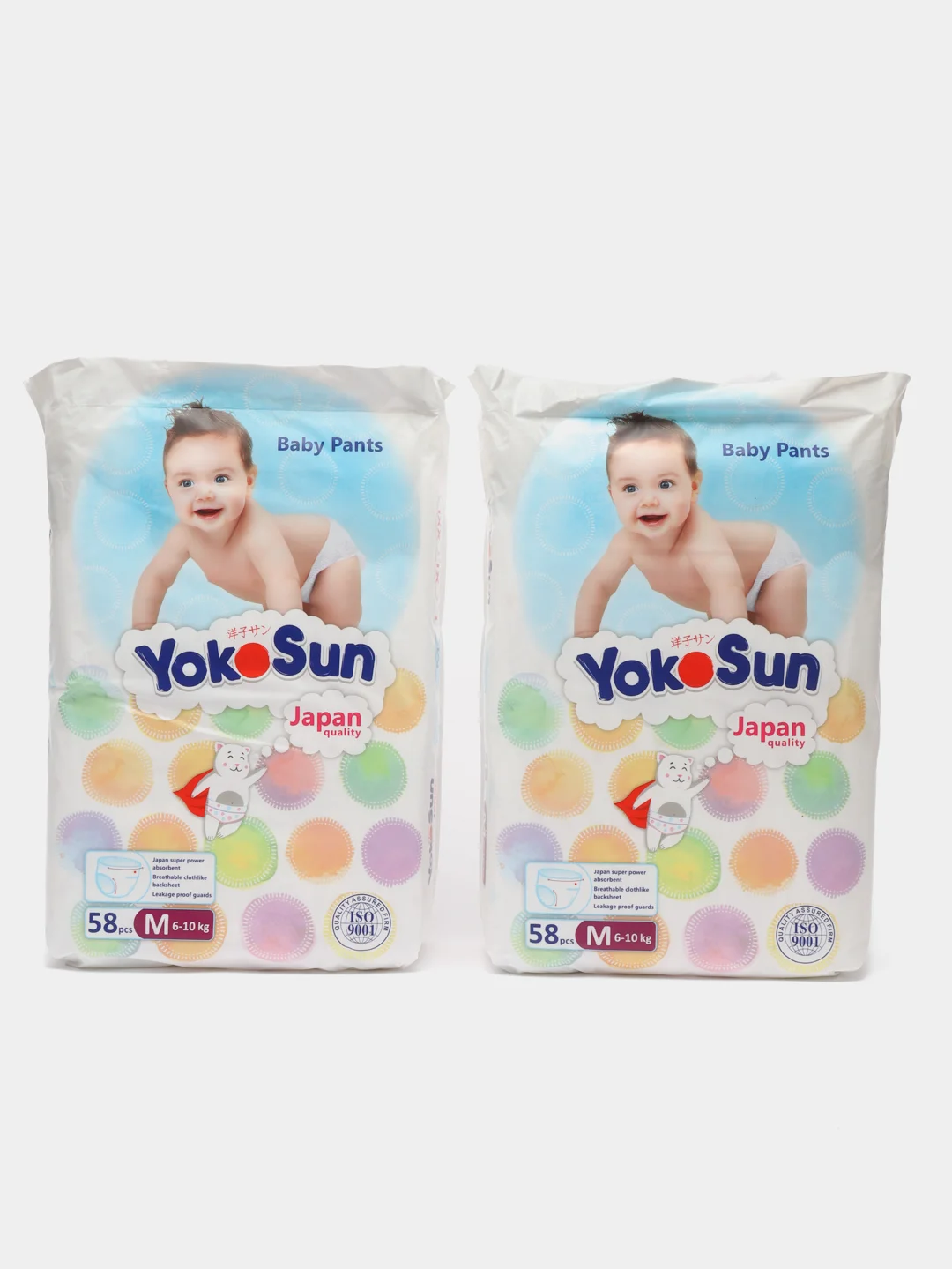 Подгузники-трусики Megabox, YokoSun, 116 штук (2 упаковки по 58 штук), размер M (6-10 кг)