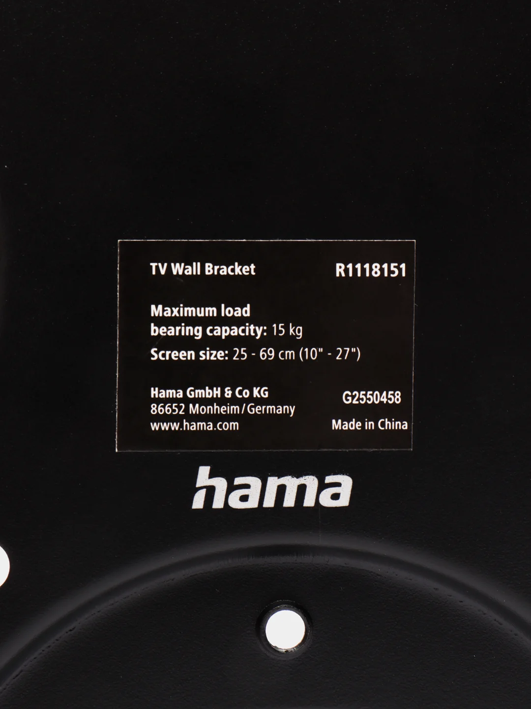 Кронштейн для телевизора Hama R1 118151, 10"-27", настенный, черный