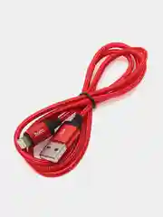 Красный кабель зарядный Hoco X89, 3A, плетеный, на Type-C, Micro-USB, Lightning