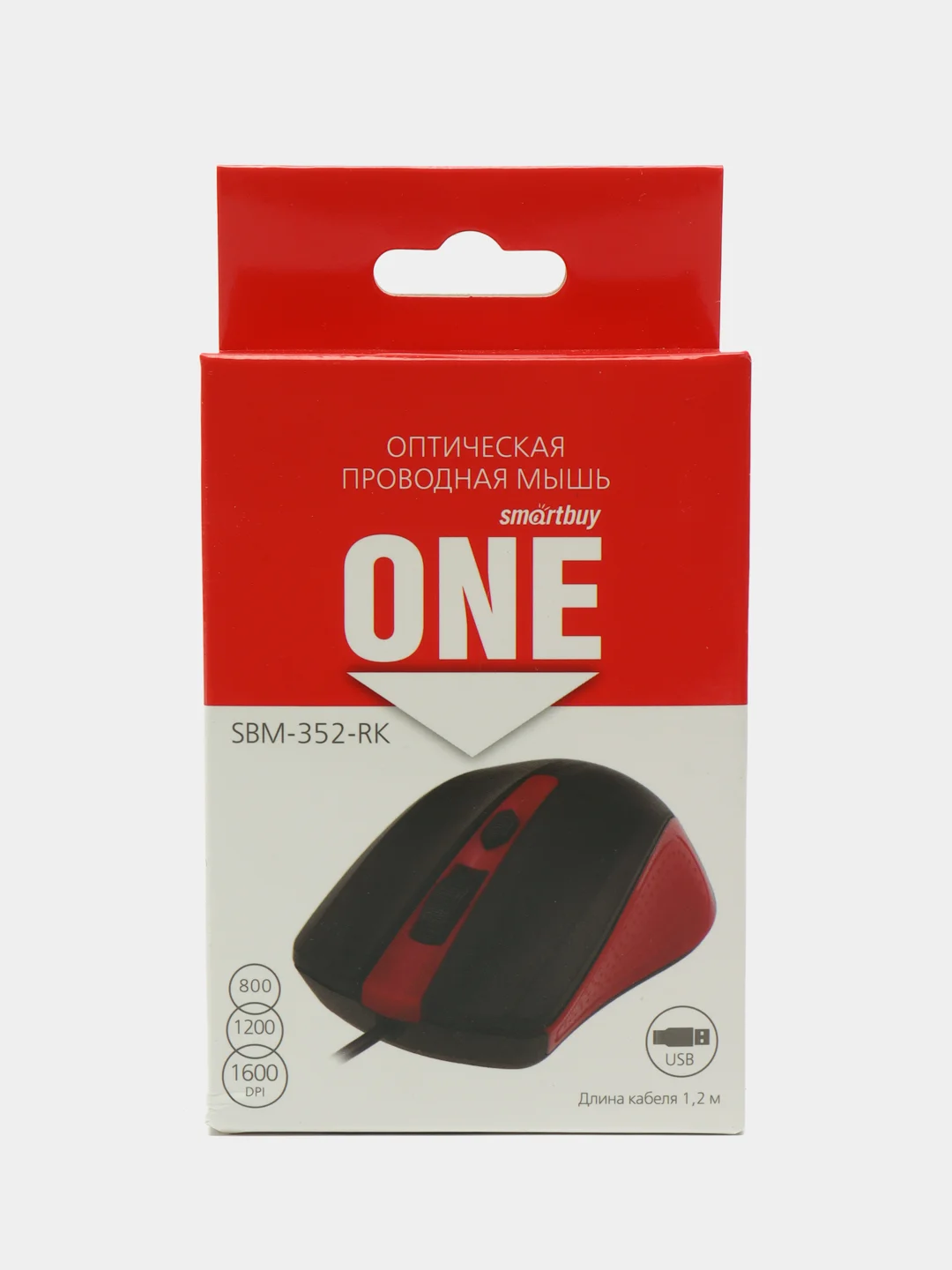 Красный оптическая проводная компьютерная мышь SmartBuy ONE SBM-352-GK, 1600 dpi, 1.2 м
