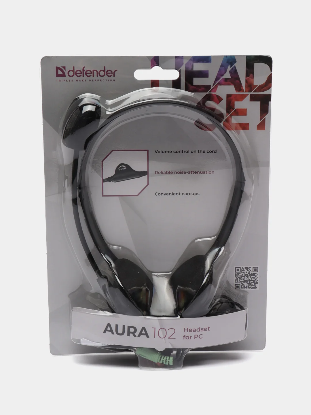 Черный наушники проводные с микрофоном Defender Aura 102, для компьютера