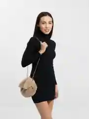 Бежевый сумка женская на плечо/ ридикюль из искусственного меха /клатч