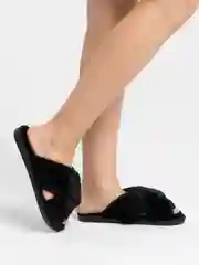 Черный тапочки домашние женские плюшевые