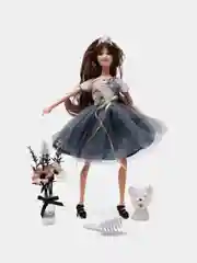 Коричневый кукла с питомцем и аксессуарами. Игровой набор