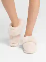 Белый теплые домашние меховые тапочки