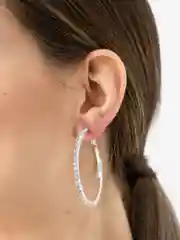 Серый металлик женские серьги-кольца со стразами