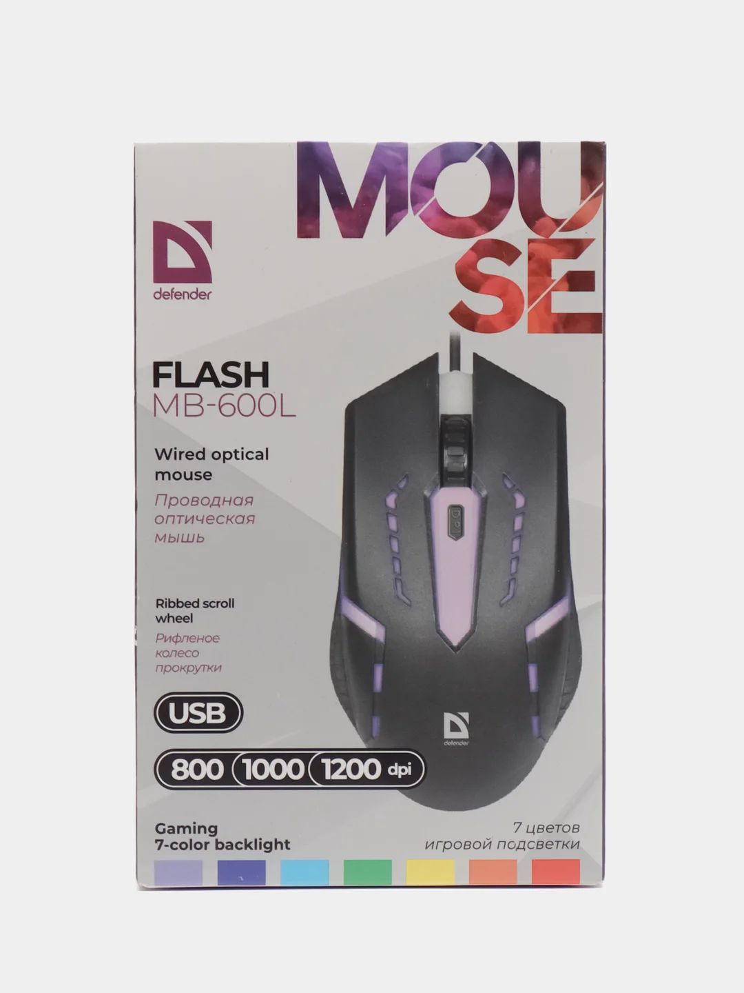 Черный мышь компьютерная проводная Defender FLASH MB-600L, оптическая мышь