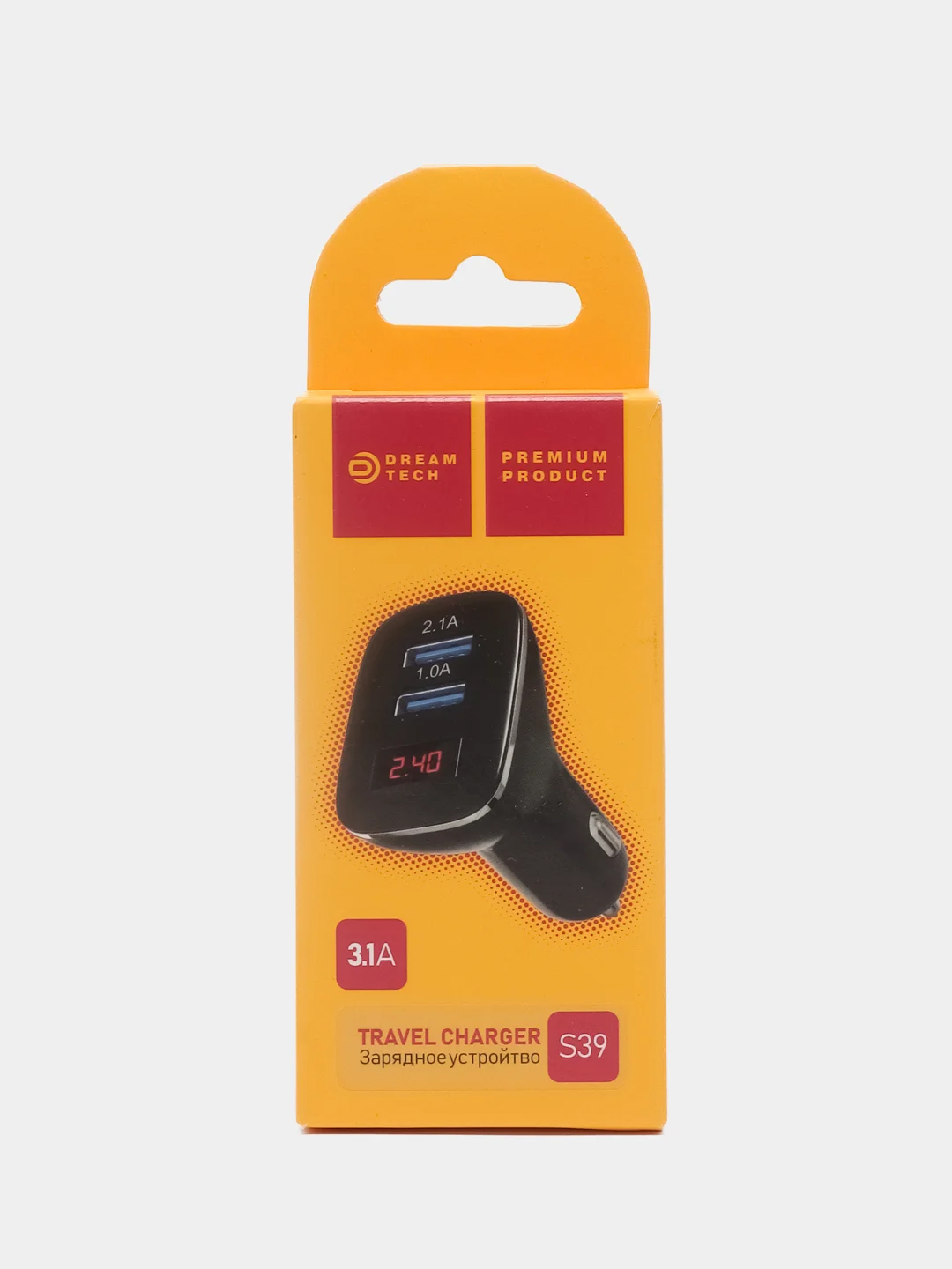 Автомобильное зарядное устройство на 2 USB Dream S39, дисплей, 12/24В, 2.4А, черный