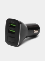 Автомобильное зарядное устройство на 2 USB Dream S39, дисплей, 12/24В, 2.4А, черный