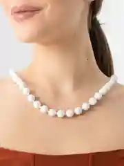 Бусы "Шар №12", через узел, агат белый, 62 см