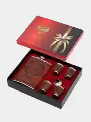 Медный подарочный мужской набор "Фляжка со стопками", подарок мужчине фляга